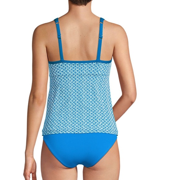 Lands End Womens Chlorine‎ Resistant Control Mesh High Neck Tankini Swimsuit Top - Picture 2 of 6